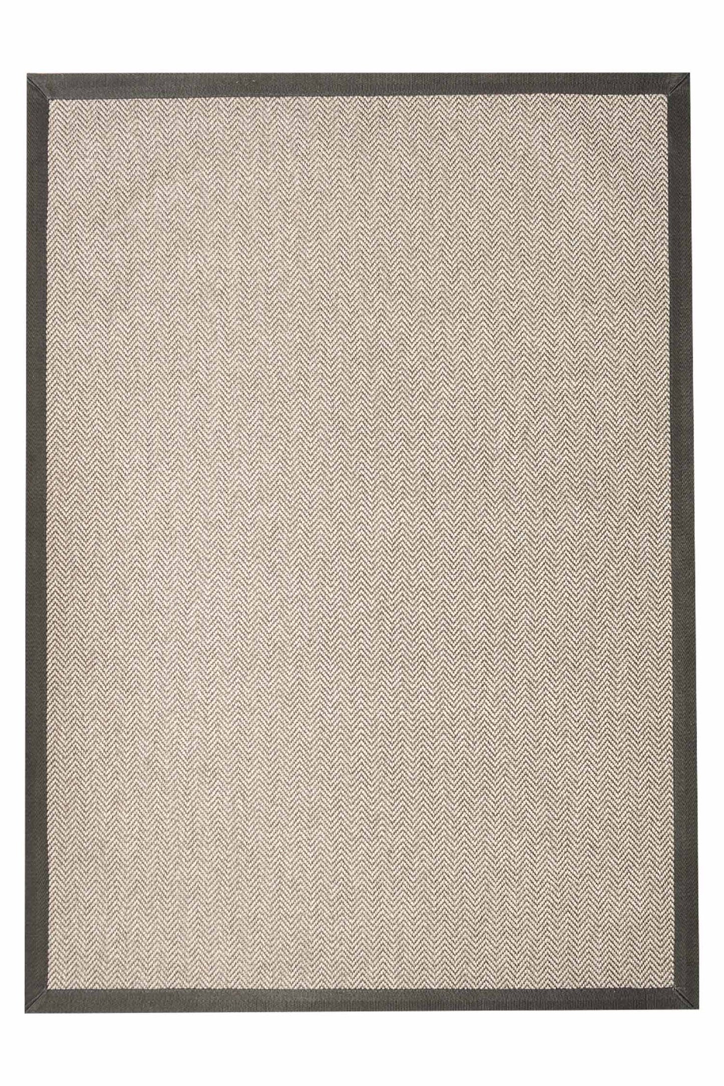 Alfombra Sisal Sintetico Espiga Ivory Borde Tela Gris