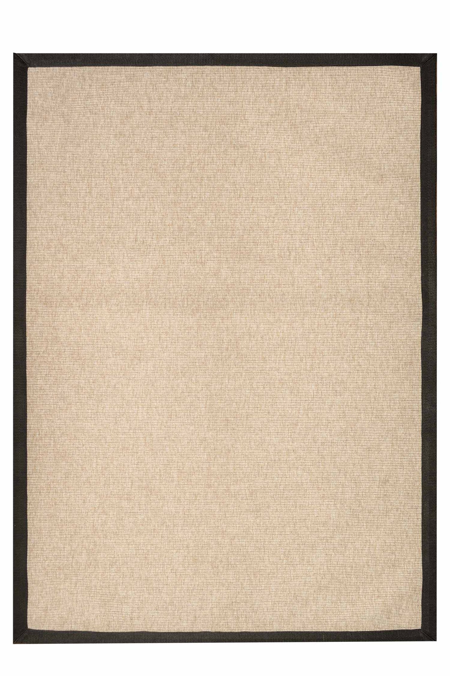 Alfombra Sisal Sintetico Lasis Beige Borde Tela Negro