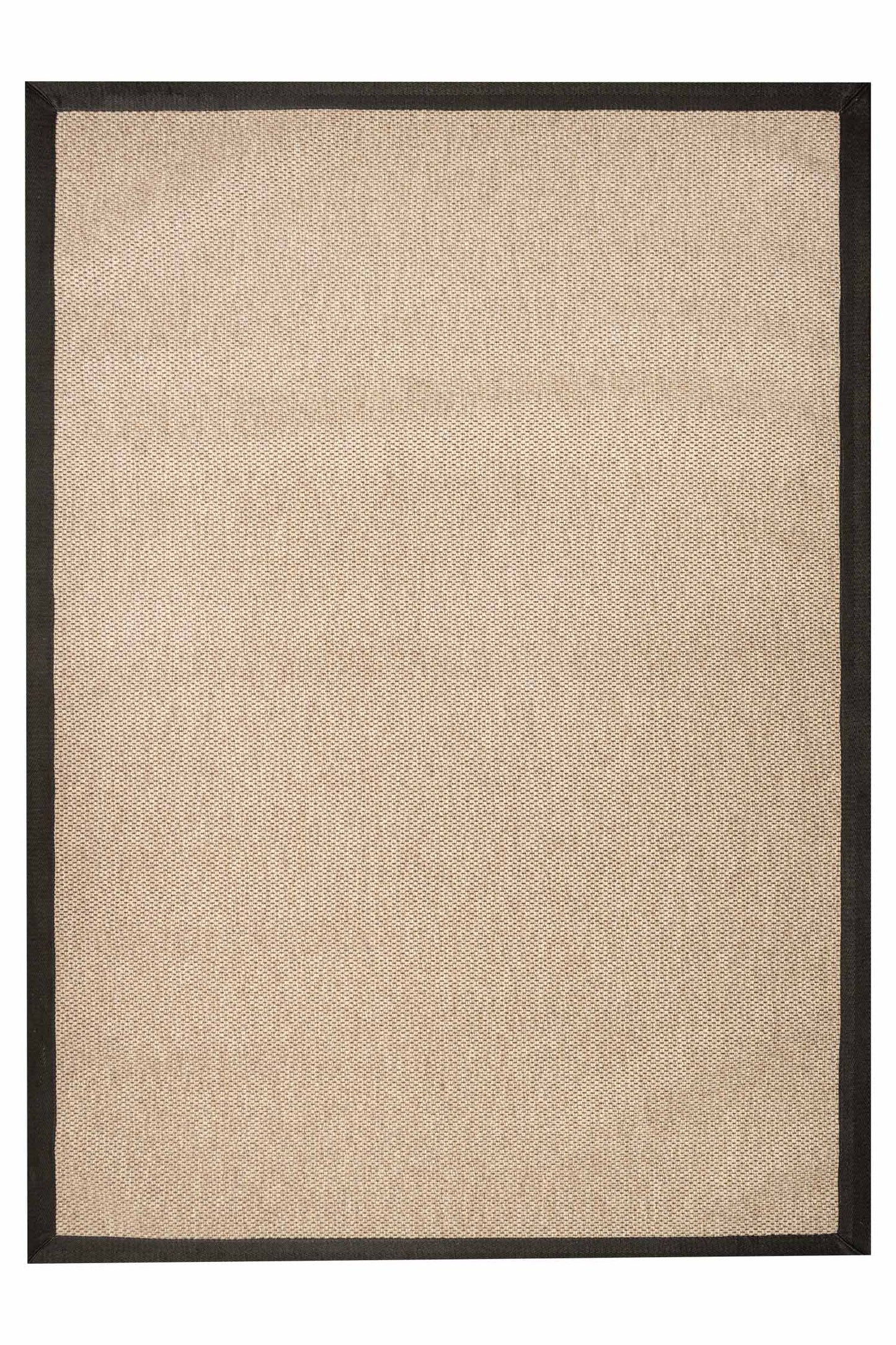 Alfombra Sisal Sintetico Natura Beige Borde Tela Negro