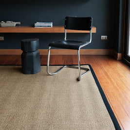 Alfombra Sisal Natural KF731 Borde de Tela Negro