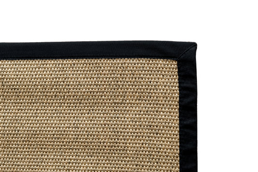 Alfombra Sisal Natural KF731 Borde de Tela Negro