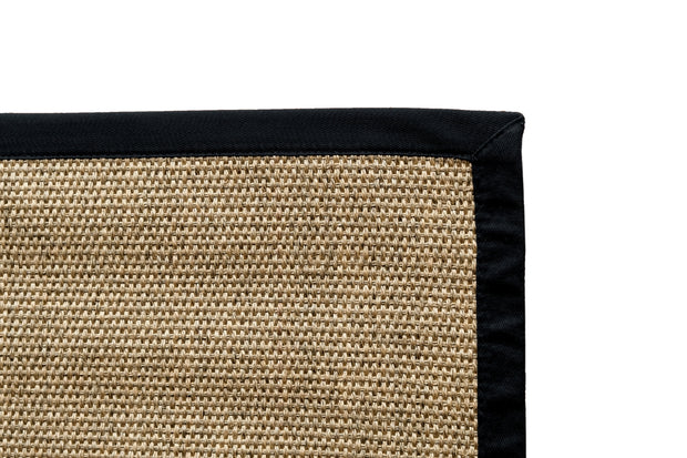 Alfombra Sisal Natural KF731 Borde de Tela Negro