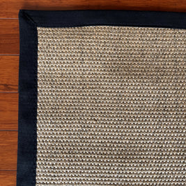 Alfombra Sisal Natural KF731 Borde de Tela Negro