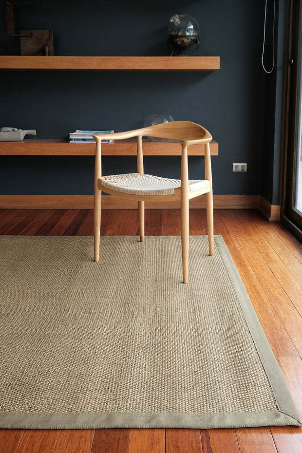 Alfombra Sisal Natural KF731 Borde de Tela Beige