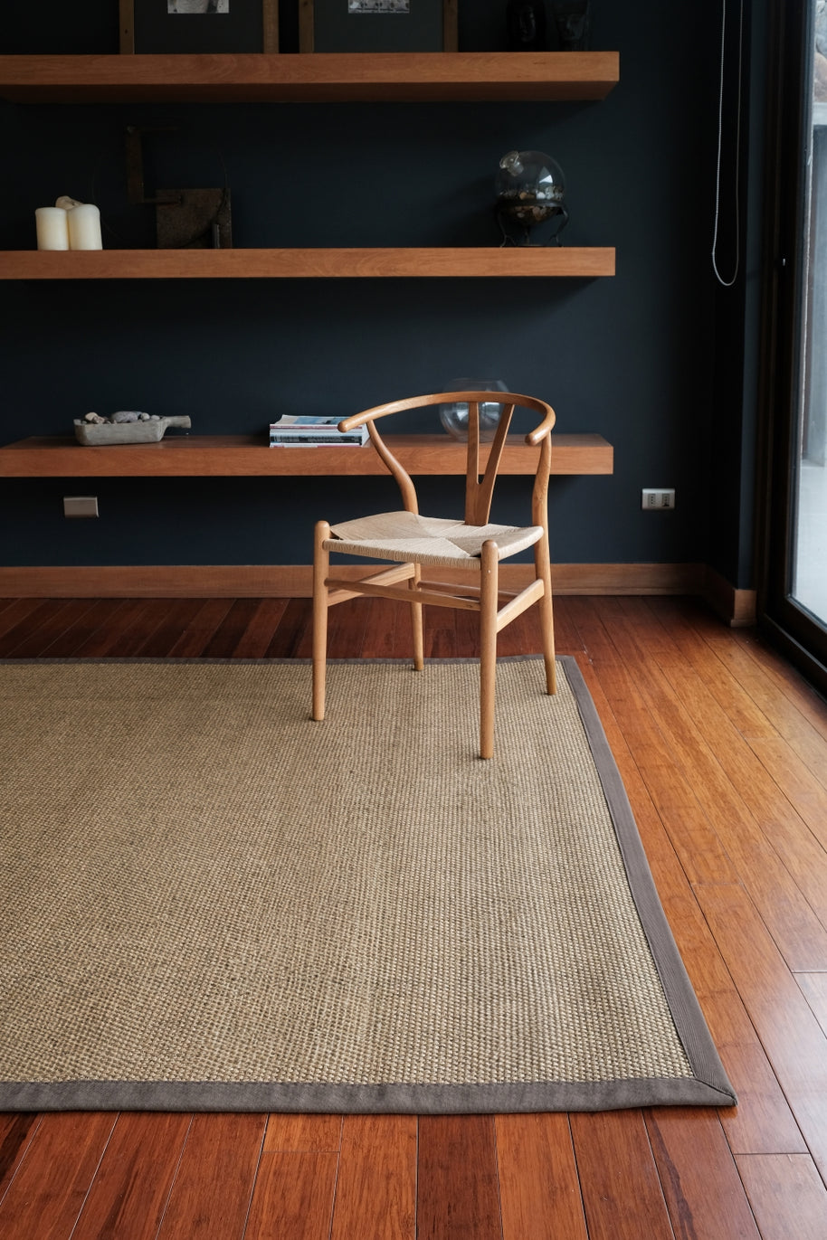 Alfombra Sisal Natural KF731 Borde de Tela Café Claro