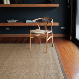 Alfombra Sisal Natural KF731 Borde de Tela Café Claro