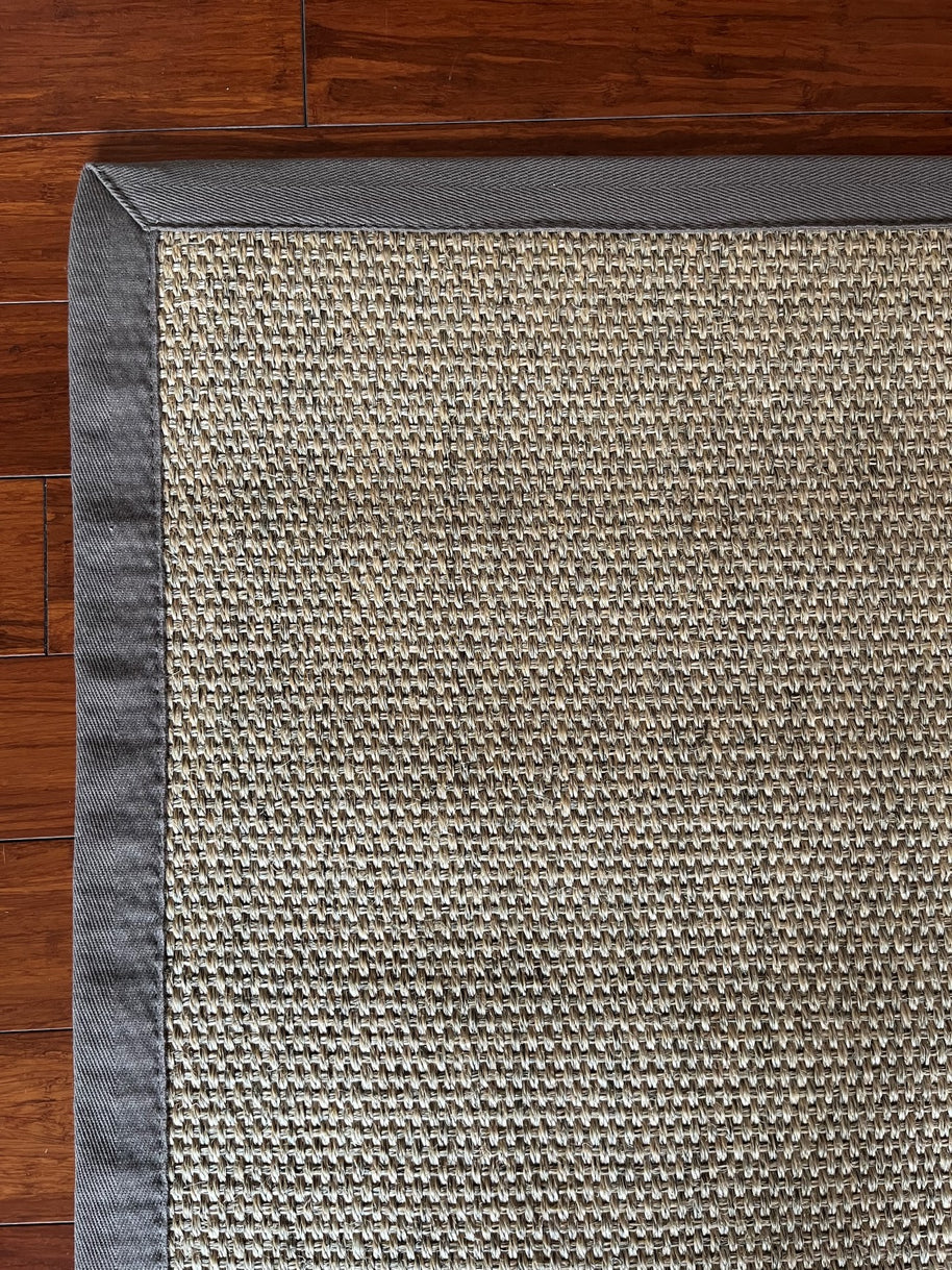 Alfombra Sisal Natural KF731 Borde de Tela Café Claro
