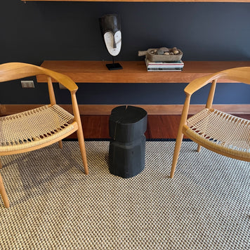 Alfombra Sisal Natural GA880 Borde de Tela Negro