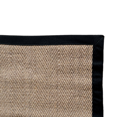 Alfombra Sisal Natural VB563 Borde de Tela Negro