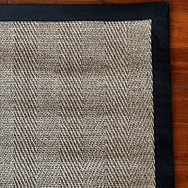 Alfombra Sisal Natural VB563 Borde de Tela Negro