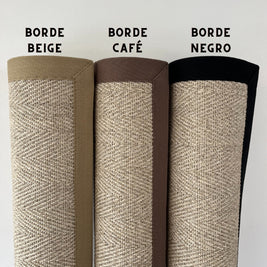 Alfombra Sisal Natural VB1065 Borde de Tela Café