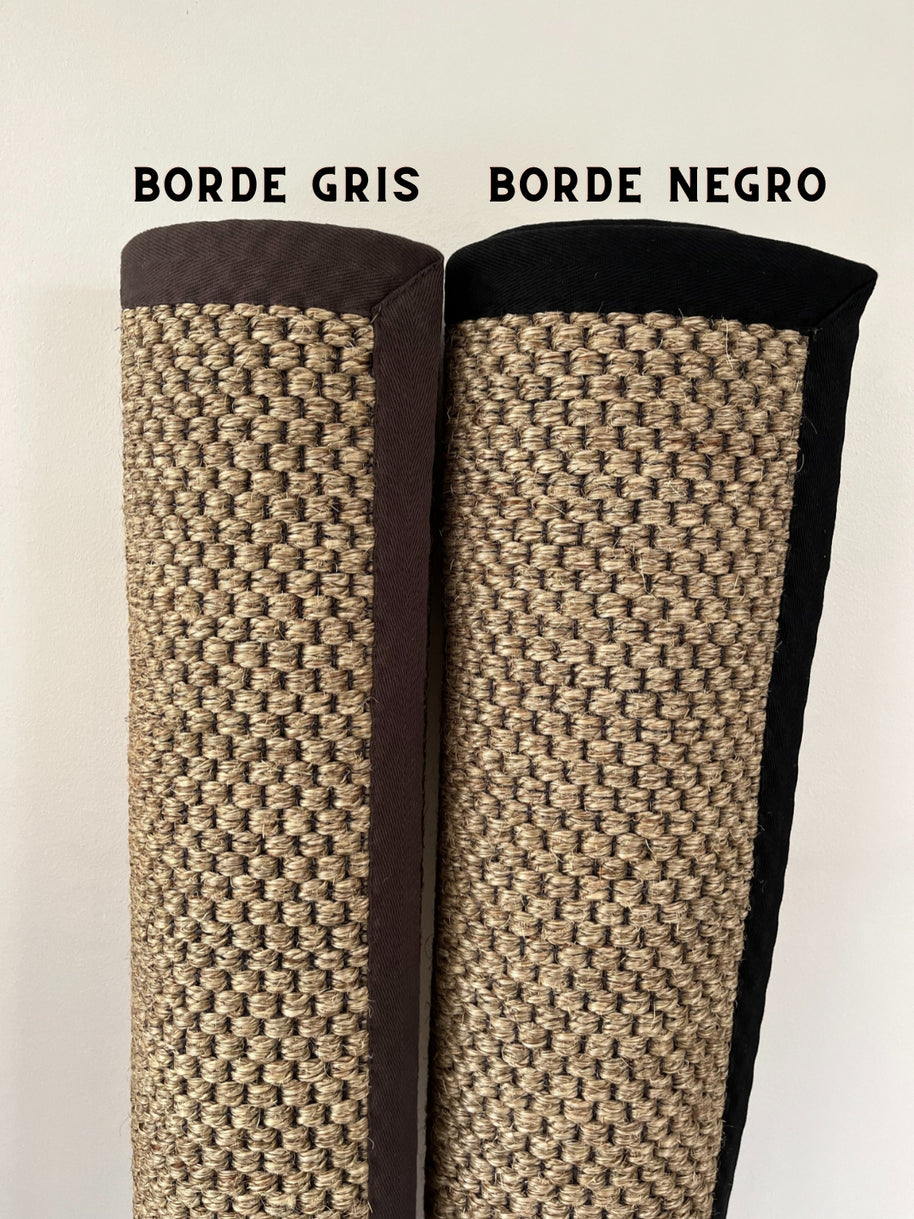 Alfombra Sisal Natural GA880 Borde de Tela Negro