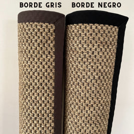 Alfombra Sisal Natural GA880 Borde de Tela Negro
