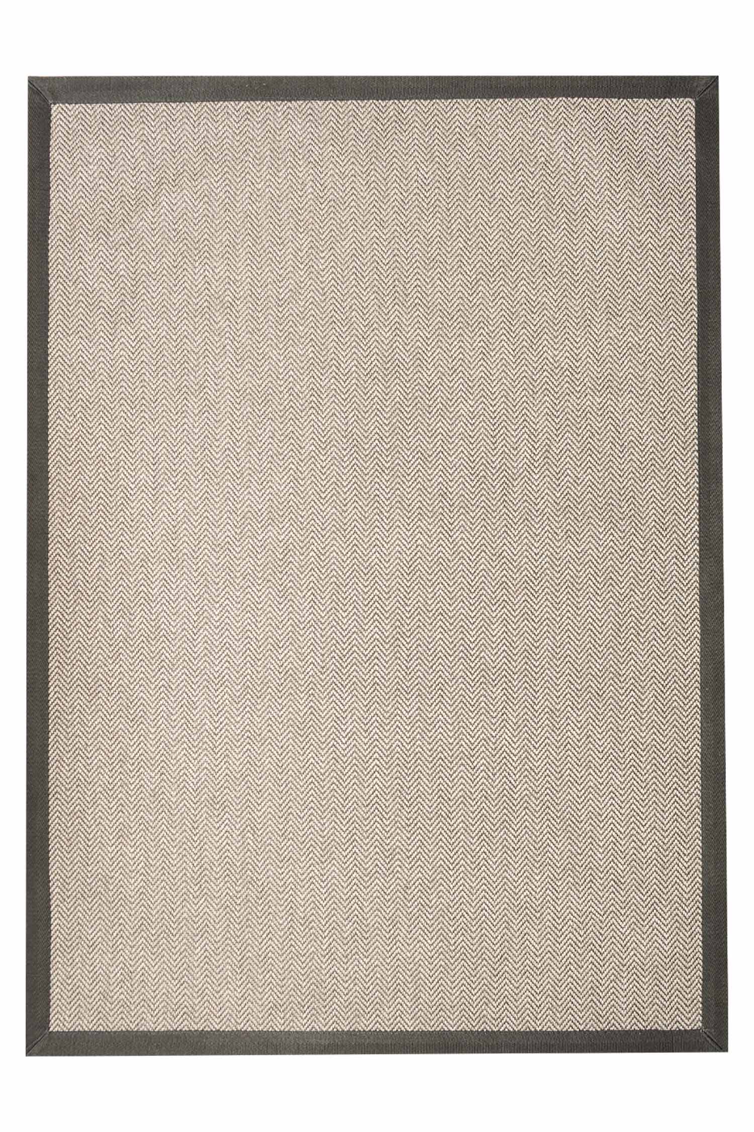Alfombra Sisal Sintetico Espiga Ivory Borde Tela Gris