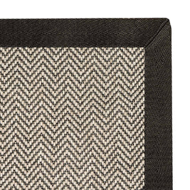 Alfombra Sisal Sintetico Espiga Ivory Borde Tela Gris