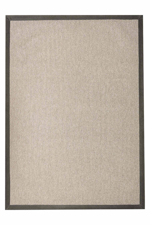 Alfombra Sisal Sintetico Espiga Ivory Borde Tela Gris