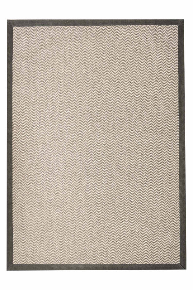 Alfombra Sisal Sintetico Espiga Ivory Borde Tela Gris