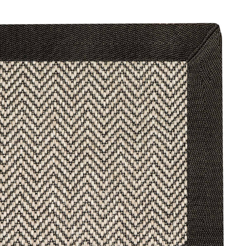 Alfombra Sisal Sintetico Espiga Ivory Borde Tela Gris
