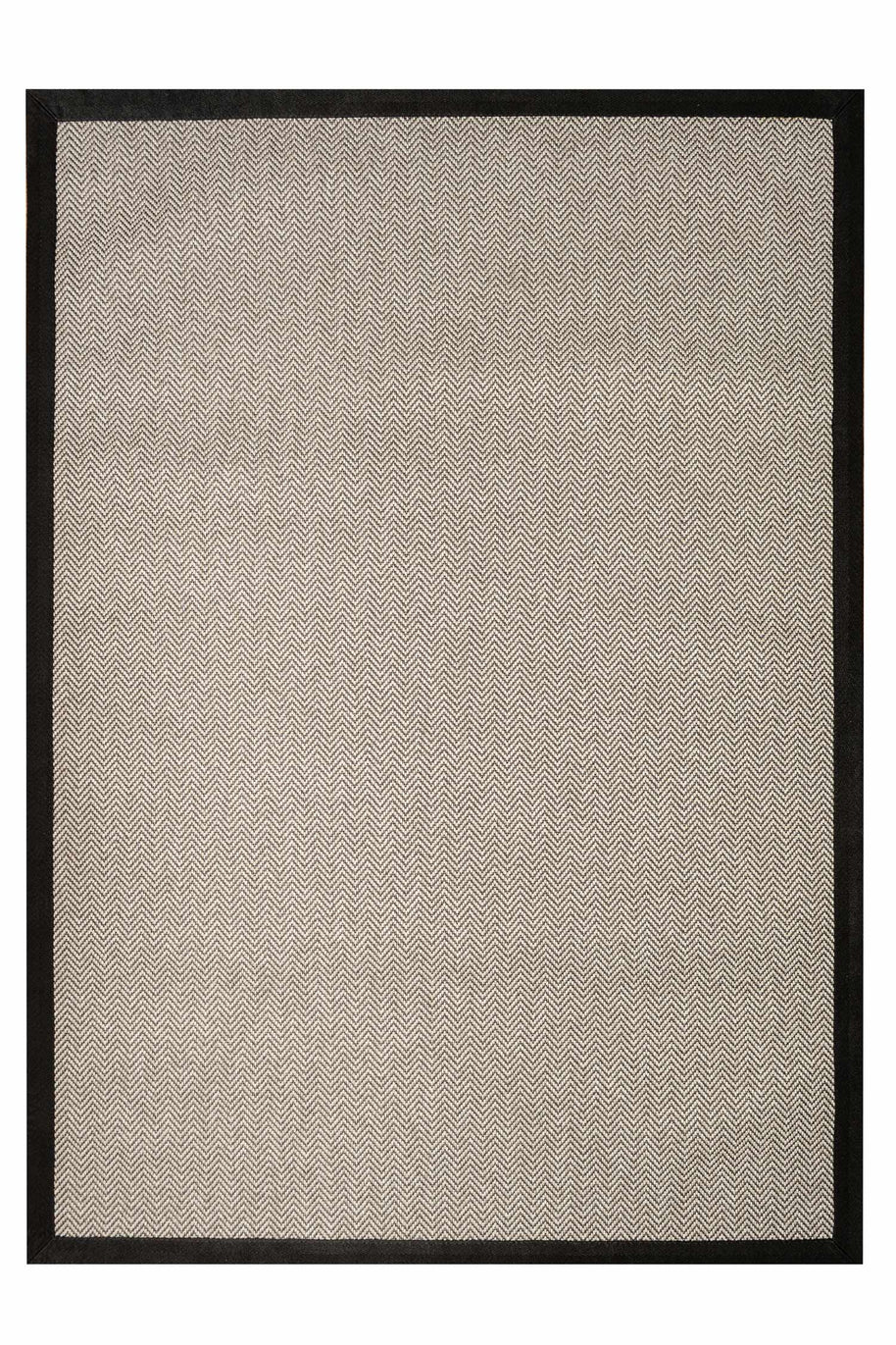 Alfombra Sisal Sintetico Espiga Ivory Borde Tela Negro