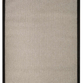 Alfombra Sisal Sintetico Espiga Ivory Borde Tela Negro