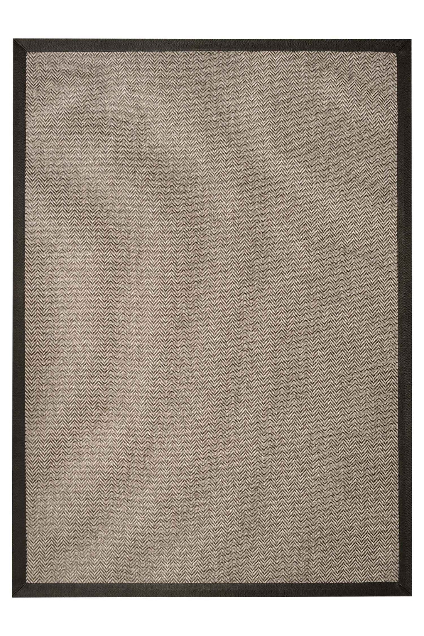 Alfombra Sisal Sintetico Espiga Taupe Borde Tela Negro
