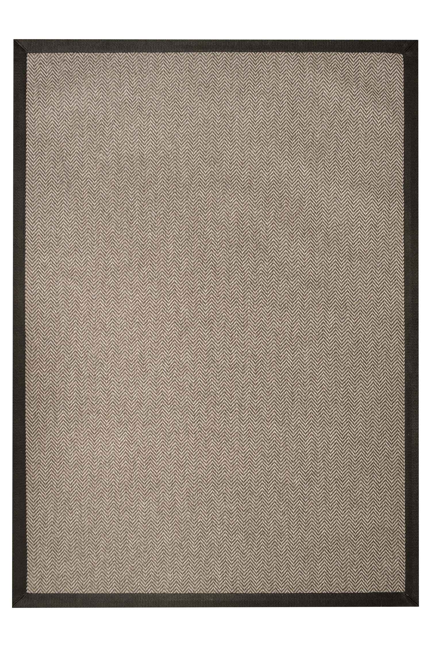 Alfombra Sisal Sintetico Espiga Taupe Borde Tela Negro