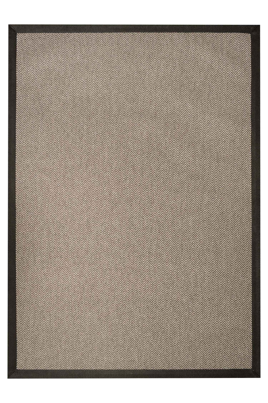 Alfombra Sisal Sintetico Espiga Taupe Borde Tela Negro
