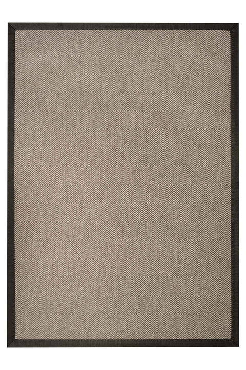 Alfombra Sisal Sintetico Espiga Taupe Borde Tela Negro