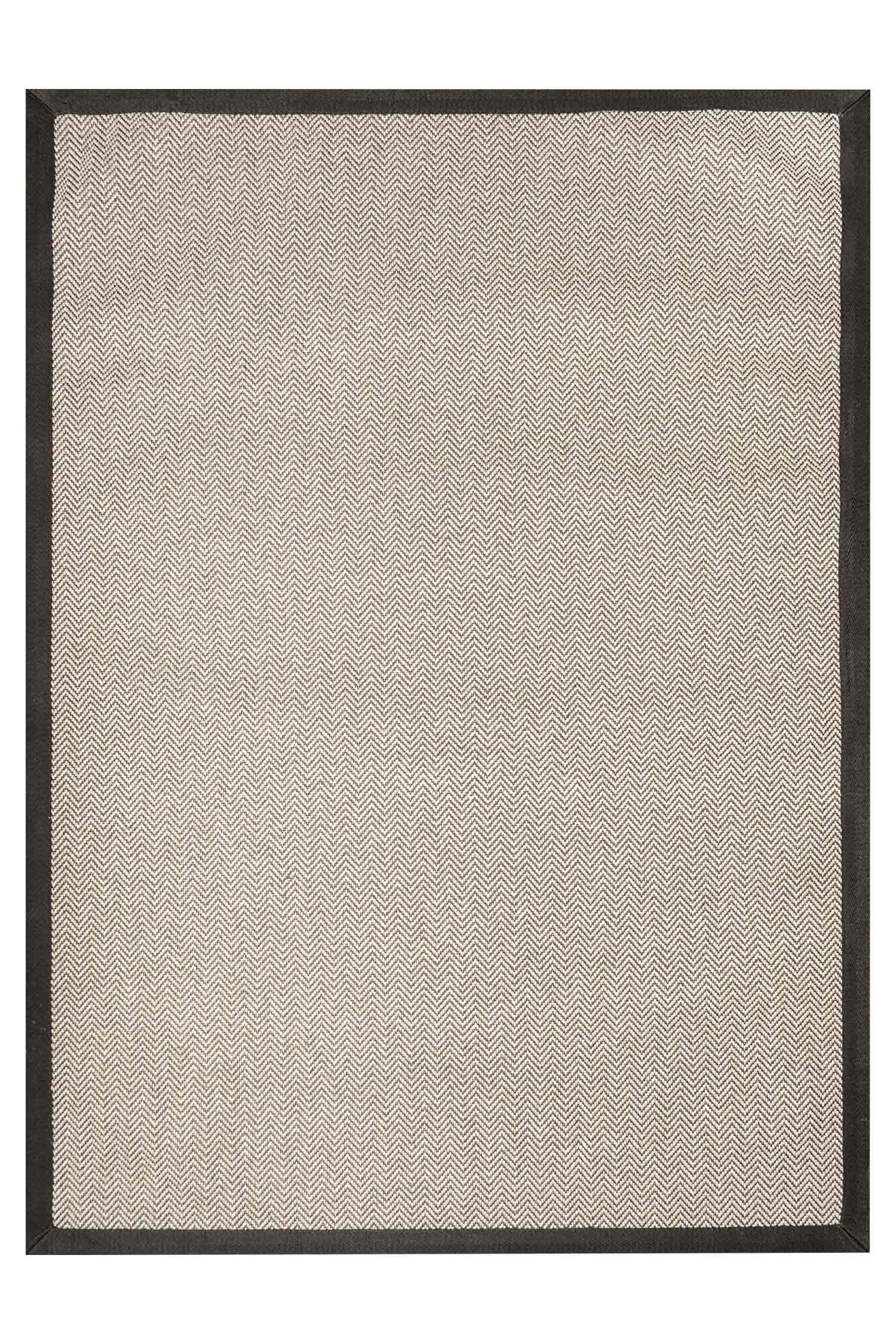 Alfombra Sisal Sintetico Espiga Taupe Borde Tela Gris