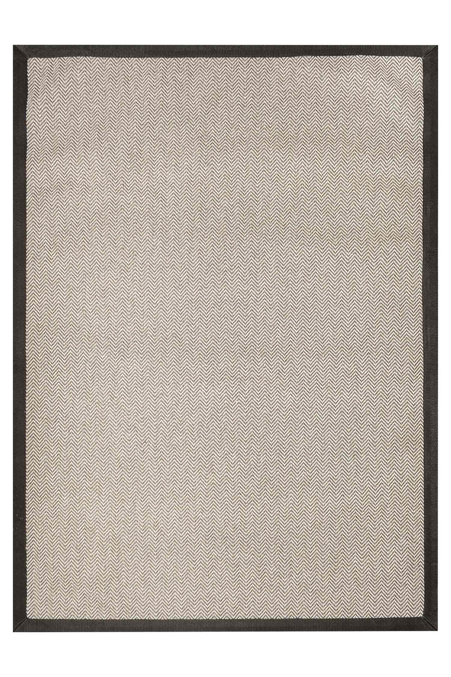 Alfombra Sisal Sintetico Espiga Taupe Borde Tela Gris