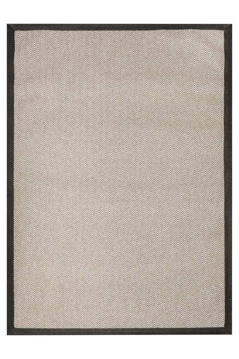 Alfombra Sisal Sintetico Espiga Taupe Borde Tela Gris