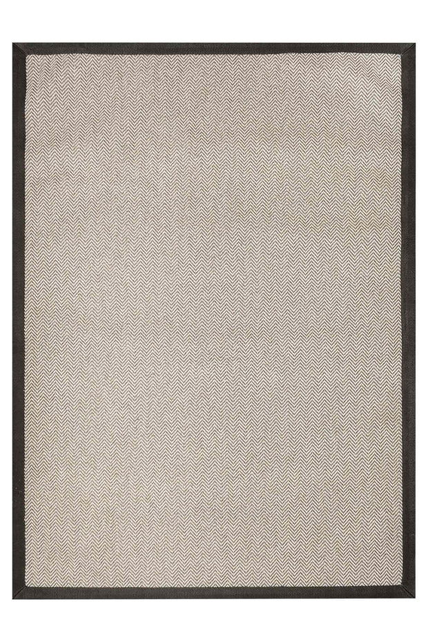 Alfombra Sisal Sintetico Espiga Taupe Borde Tela Gris