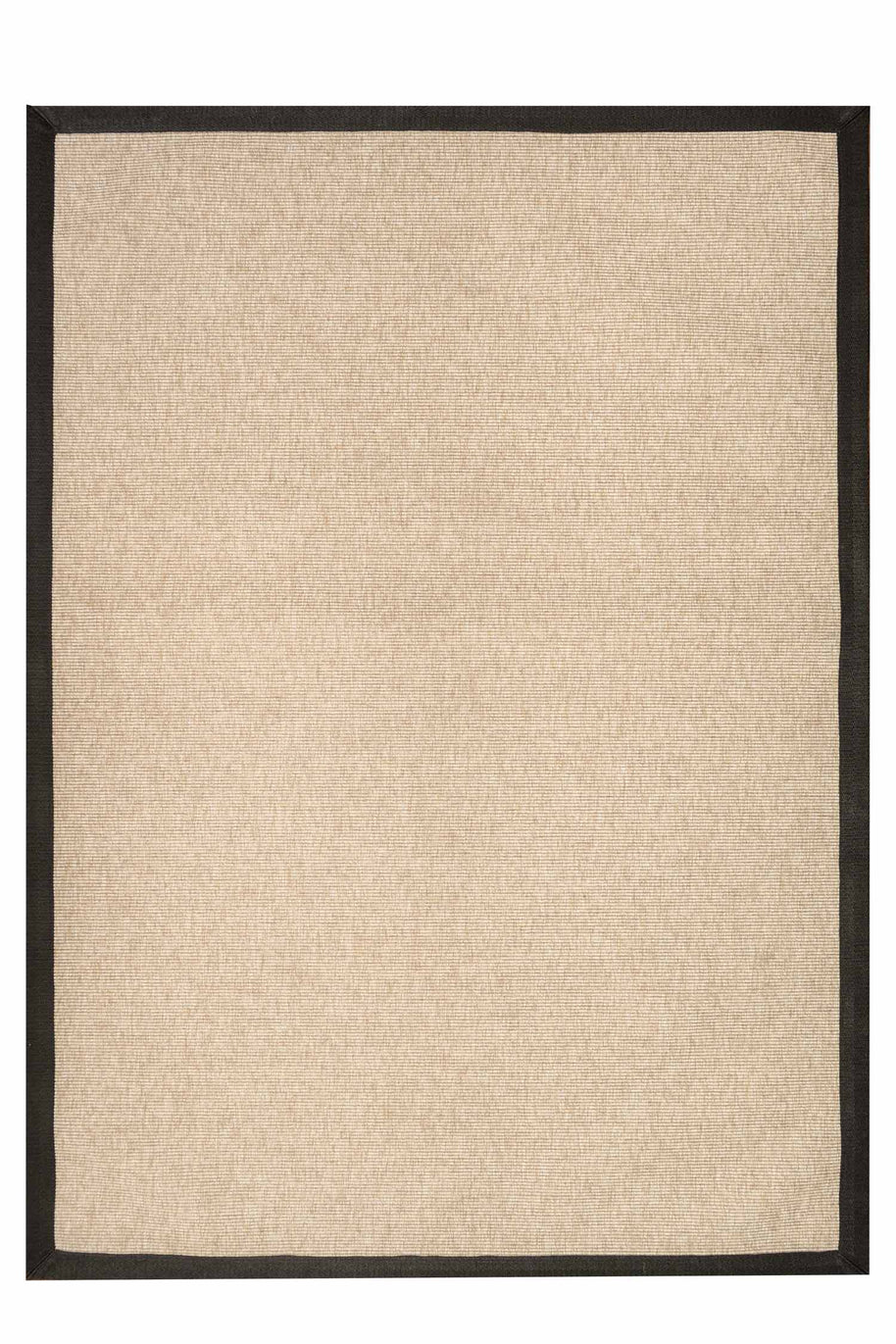 Alfombra Sisal Sintetico Lasis Beige Borde Tela Negro