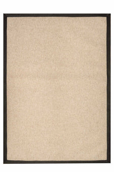 Alfombra Sisal Sintetico Lasis Beige Borde Tela Negro
