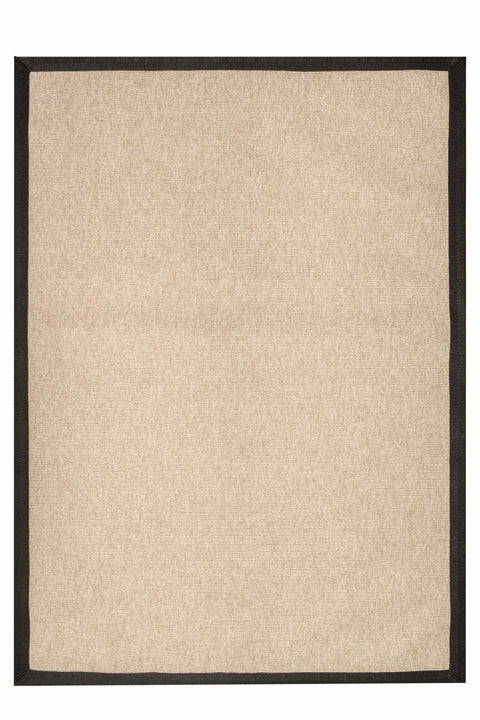 Alfombra Sisal Sintetico Lasis Beige Borde Tela Negro
