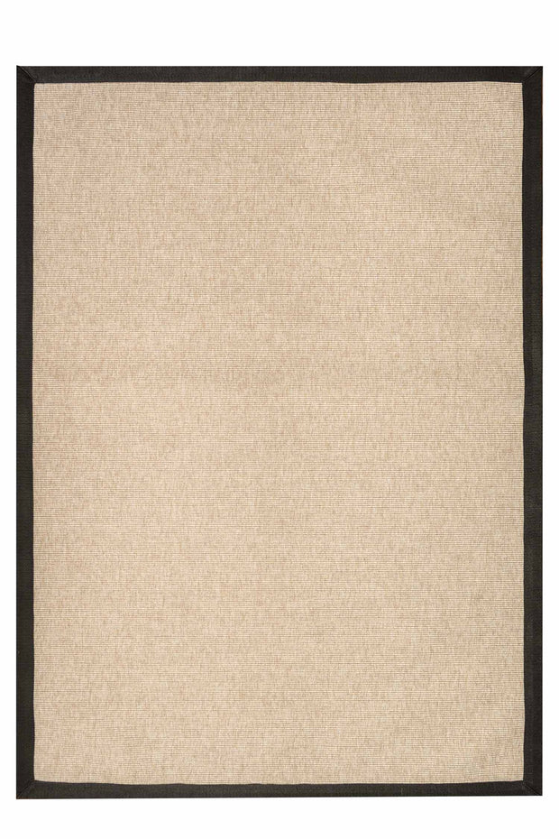 Alfombra Sisal Sintetico Lasis Beige Borde Tela Negro