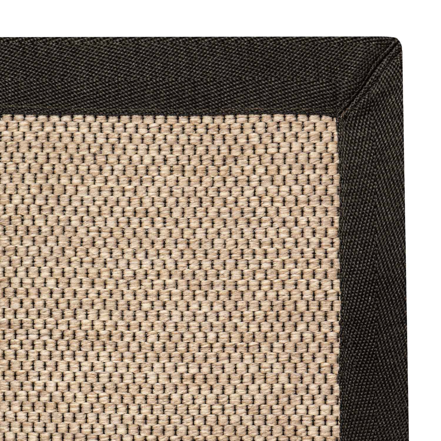 Alfombra Sisal Sintetico Natura Beige Borde Tela Negro 300x400 vista principal