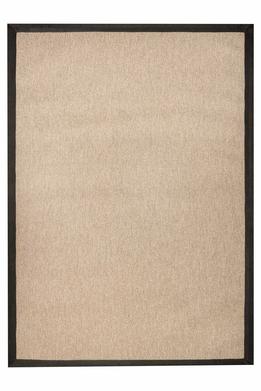 Alfombra Sisal Sintetico Natura Beige Borde Tela Negro