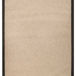 Alfombra Sisal Sintetico Natura Beige Borde Tela Negro