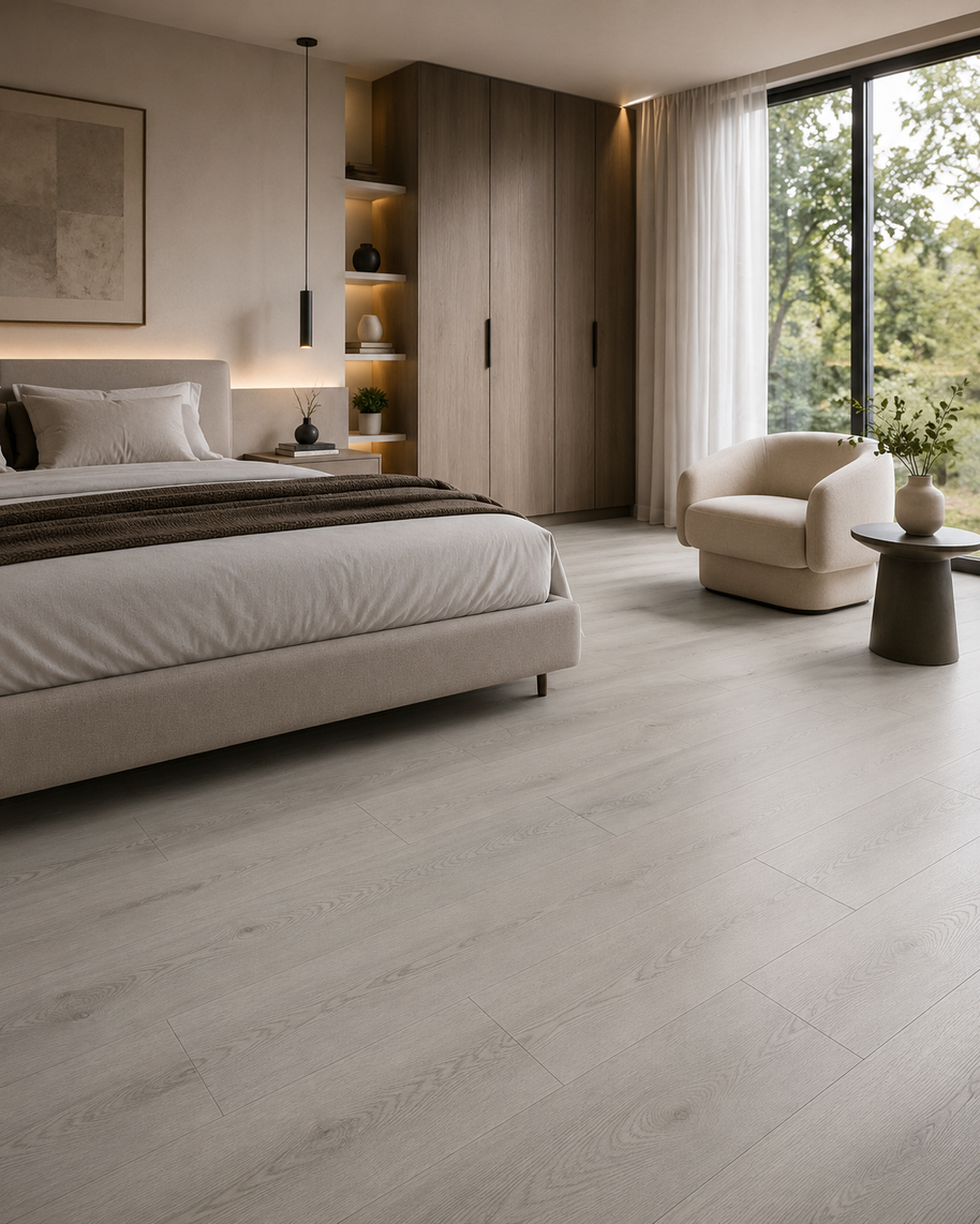 Piso Vinilico Modular Woodland SPC 5.53mm Blanco Nordico 9183