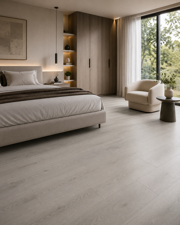 Piso Vinilico Modular Woodland SPC 5.53mm Blanco Nordico 9183