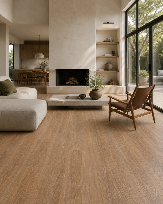 Piso Vinilico Modular Woodland SPC 5.53mm Haya Rustico 9166